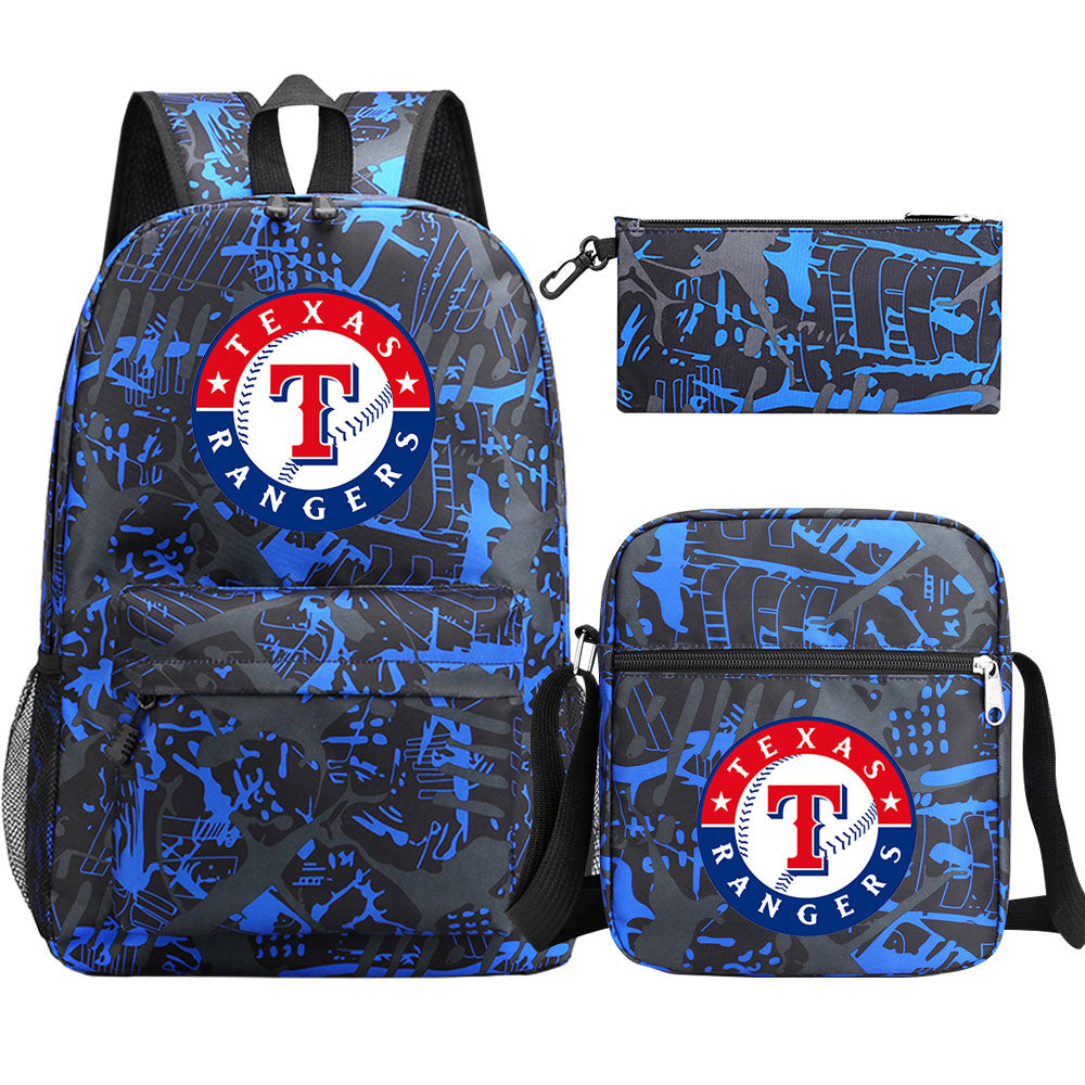 Texas Rangers Baseball School Backpack Shoulder Bag Pencil Bags 3pcs Set