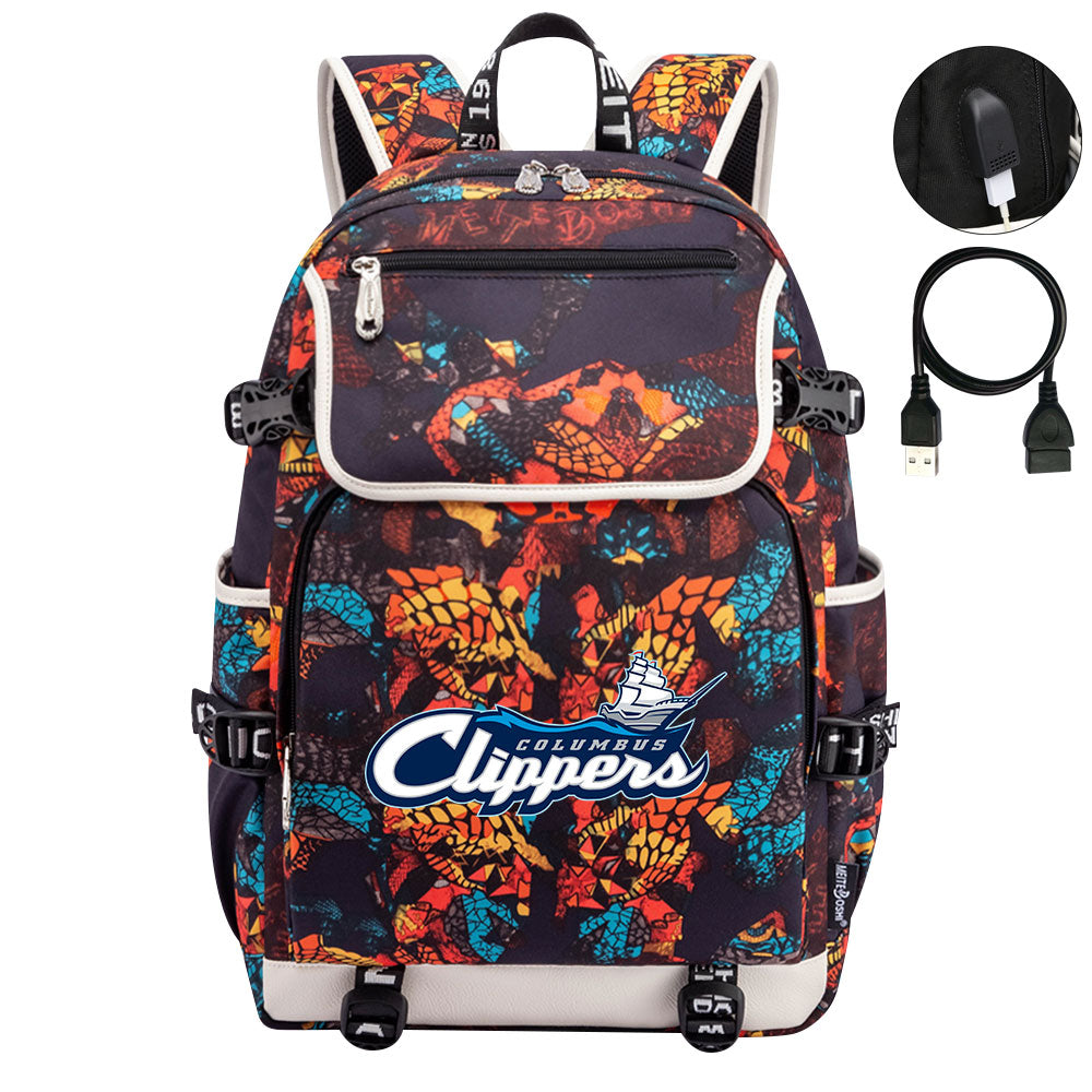 Columbus Clippers Backpack School Notebook Travel Bags