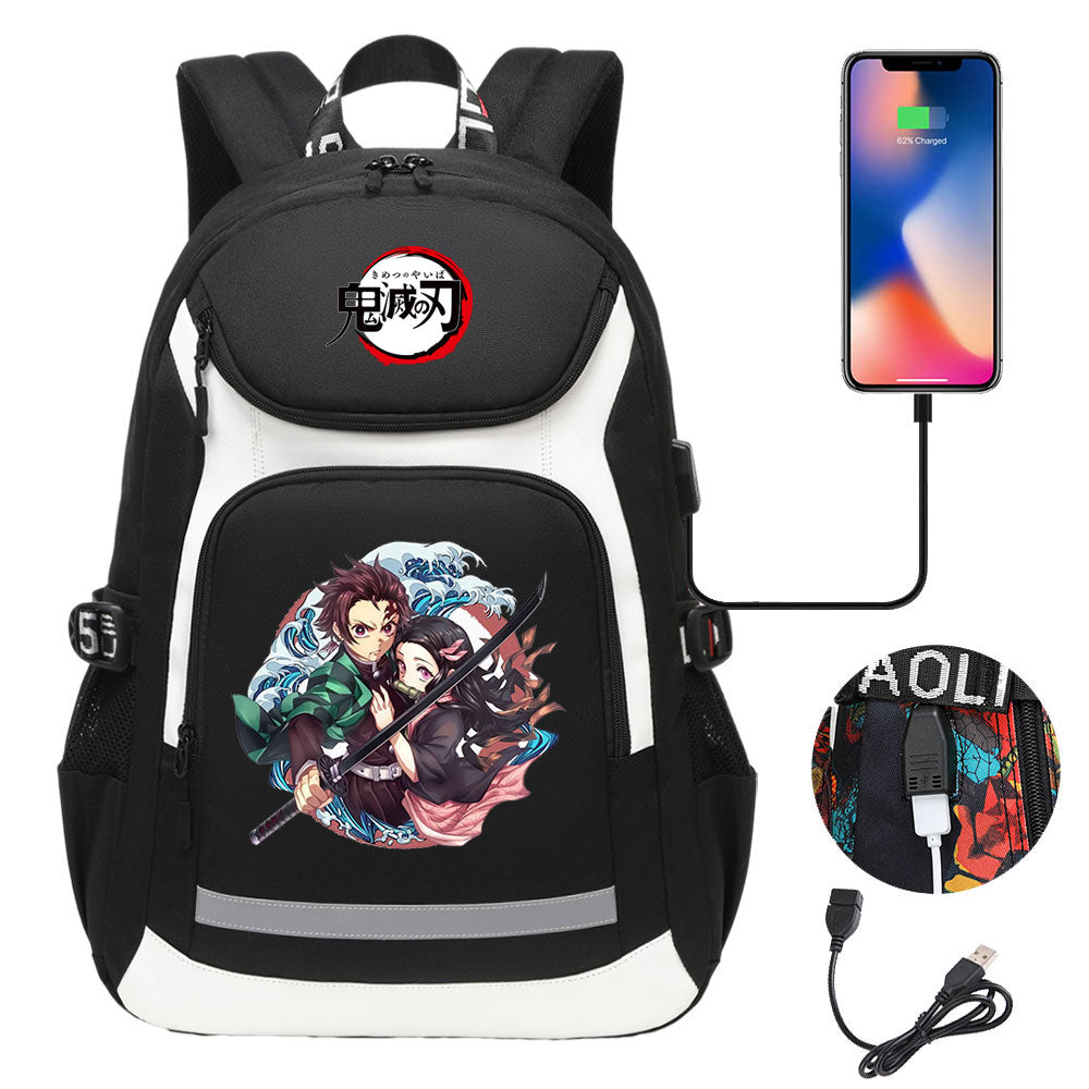 Demon Slayer Kimetsu No Yaiba Backpack School Notebook Travel Bags With USB