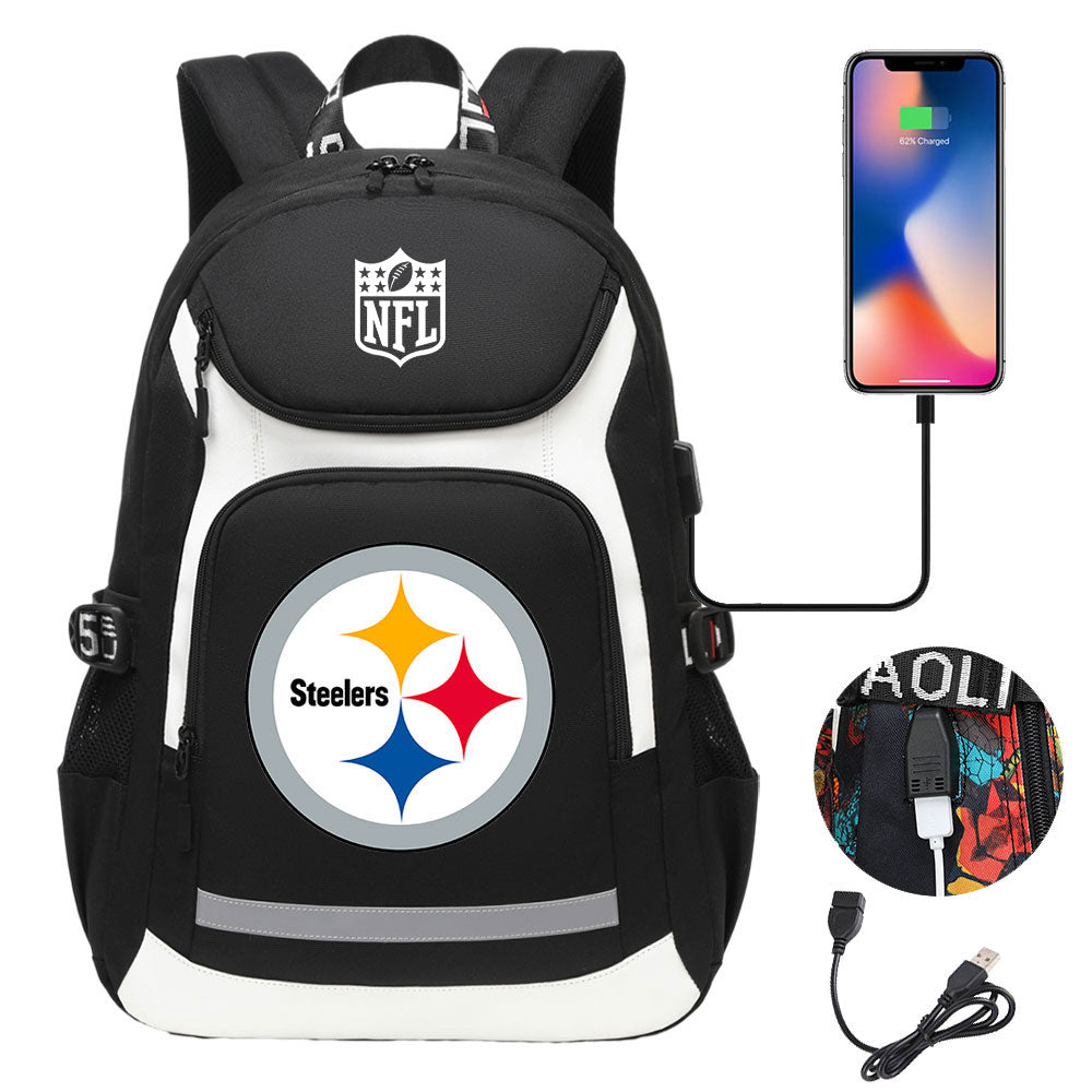 Pittsburgh Steelers Football Rugby Backpack School Notebook Travel Bags With USB
