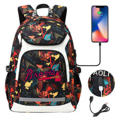Atlanta Braves Backpack School Notebook Travel Bags With USB