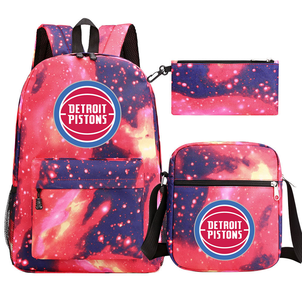 Detroit Pistons Basketball School Backpack Shoulder Bag Pencil Bags 3pcs Set