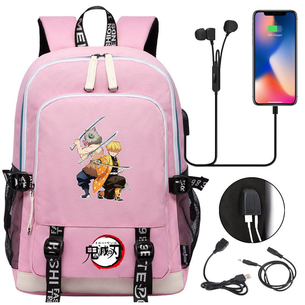 Demon Slayer Kimetsu No Yaiba USB Charging Backpack School Note Book Laptop Travel Bags