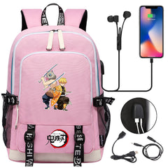 Demon Slayer Kimetsu No Yaiba USB Charging Backpack School Note Book Laptop Travel Bags