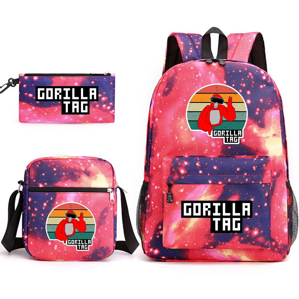 Gorilla Tag School Backpack Shoulder Bag Pencil Bags 3pcs Set