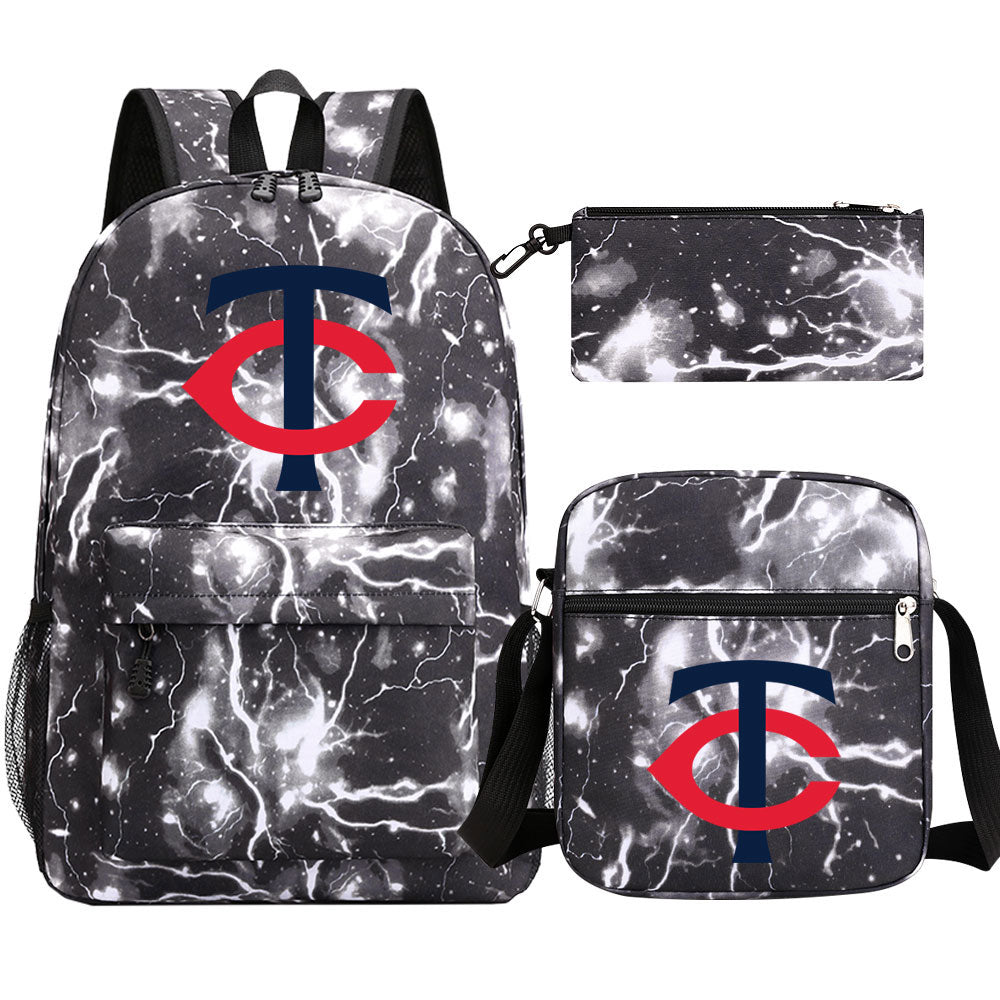 Minnesota Twins Baseball School Backpack Shoulder Bag Pencil Bags 3pcs Set
