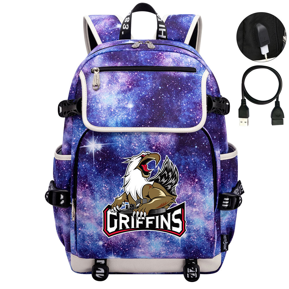 Grand Rapids Griffins Hockey League Backpack School Notebook Travel Bag
