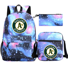 Oakland Athletics Baseball School Backpack Shoulder Bag Pencil Bags 3pcs Set