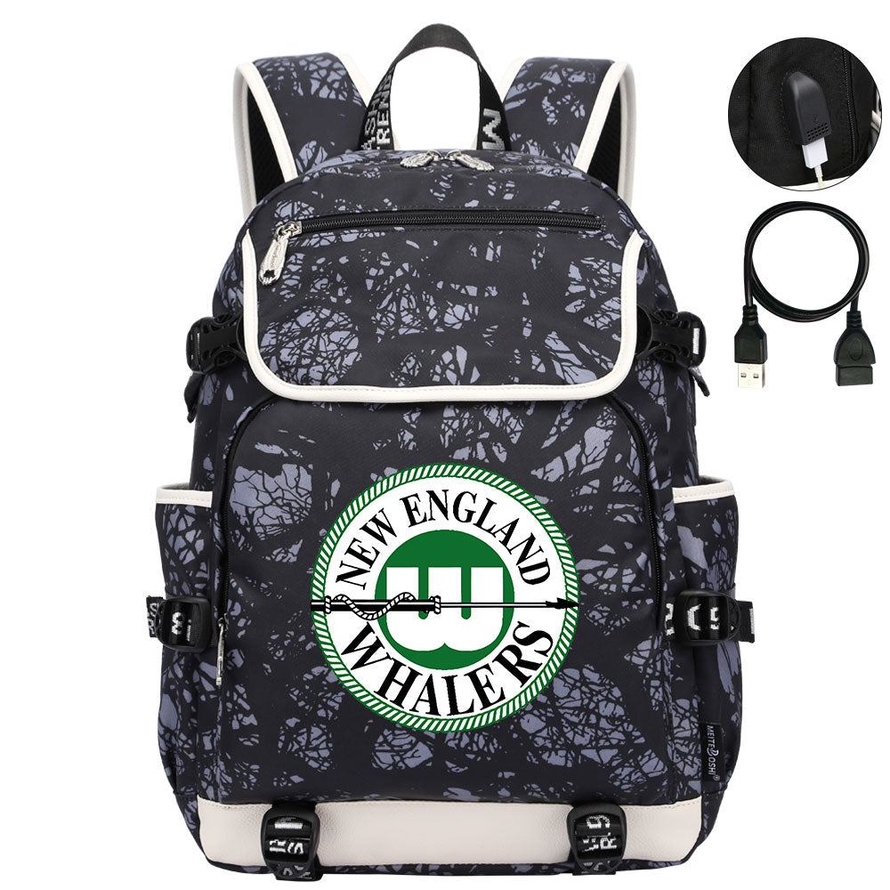 New England Whalers Hockey League Backpack School Notebook Travel Bag