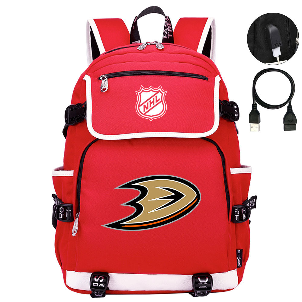 Anaheim Ducks Hockey Team Backpack School Notebook Travel Bags