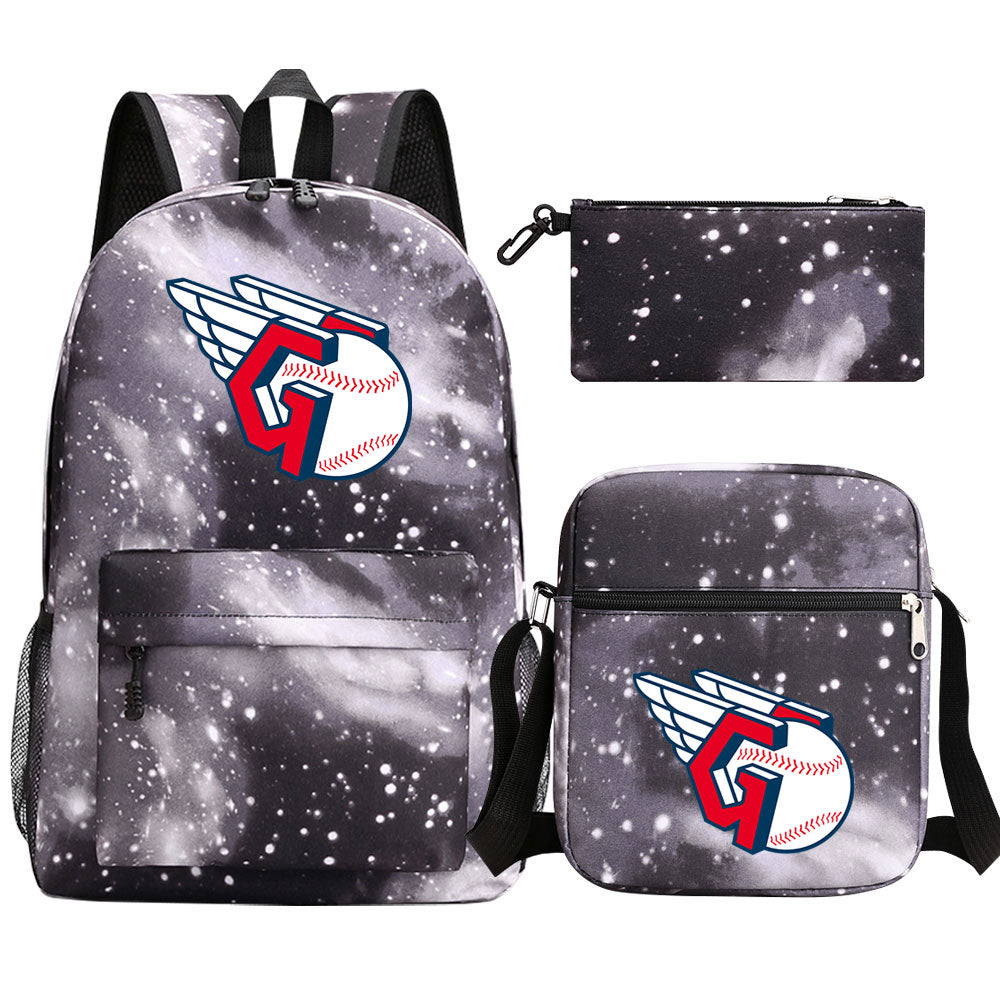Cleveland Guardians Baseball School Backpack Shoulder Bag Pencil Bags 3pcs Set