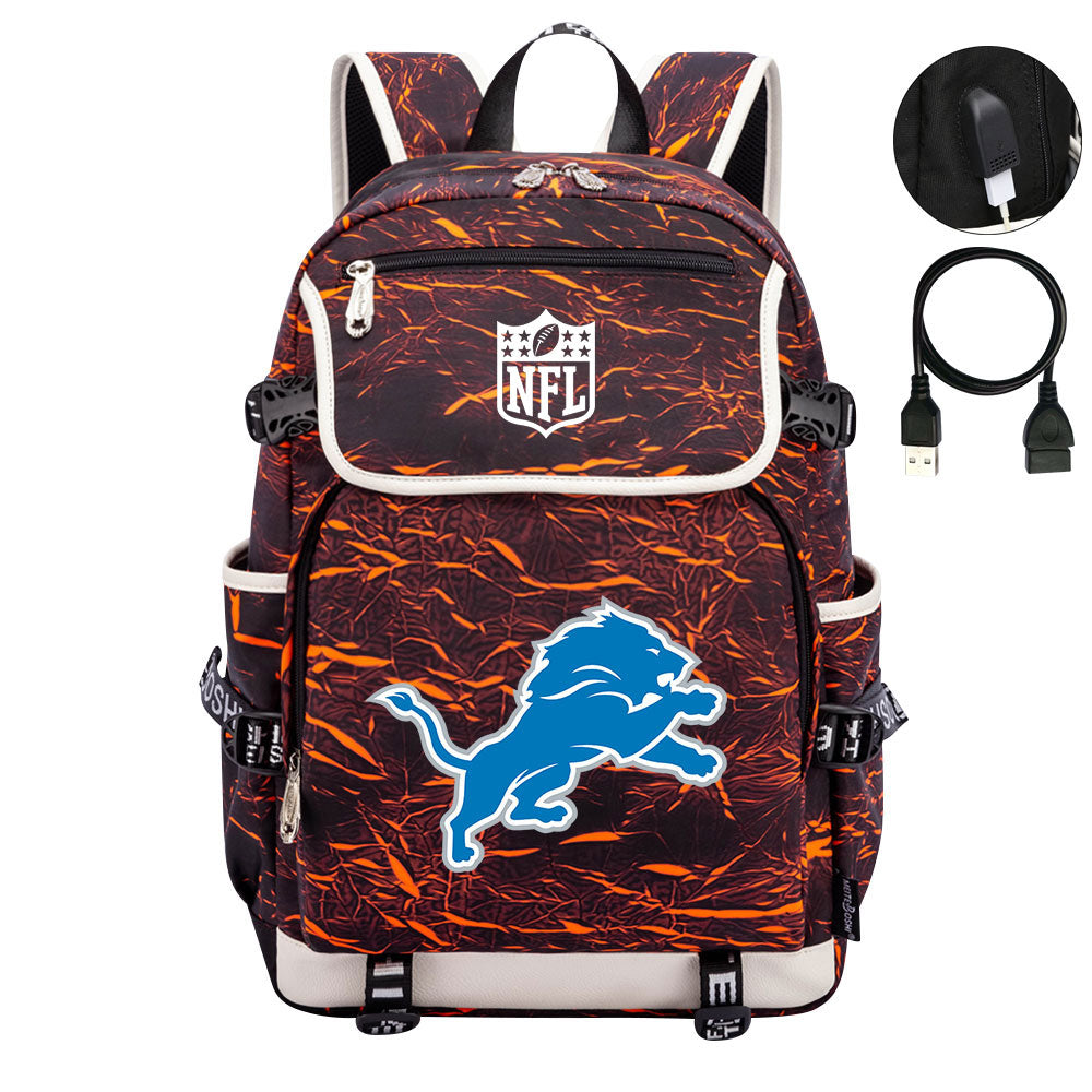 Detroit Lions Football Team Rugby Backpack School Notebook Travel Bag