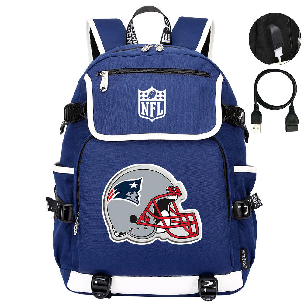 New England Patriots Football Rugby Backpack School Notebook Travel Bags