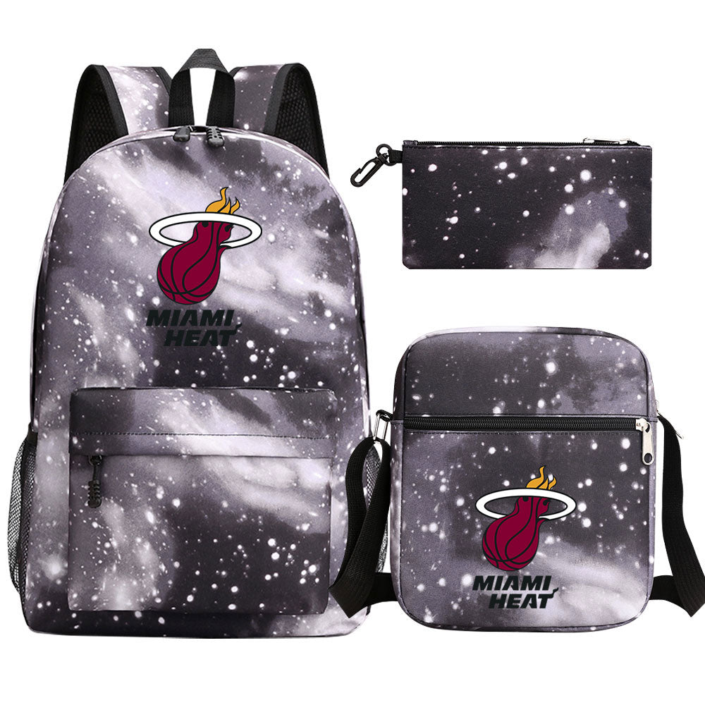 Miami Heat Basketball School Backpack Shoulder Bag Pencil Bags 3pcs Set