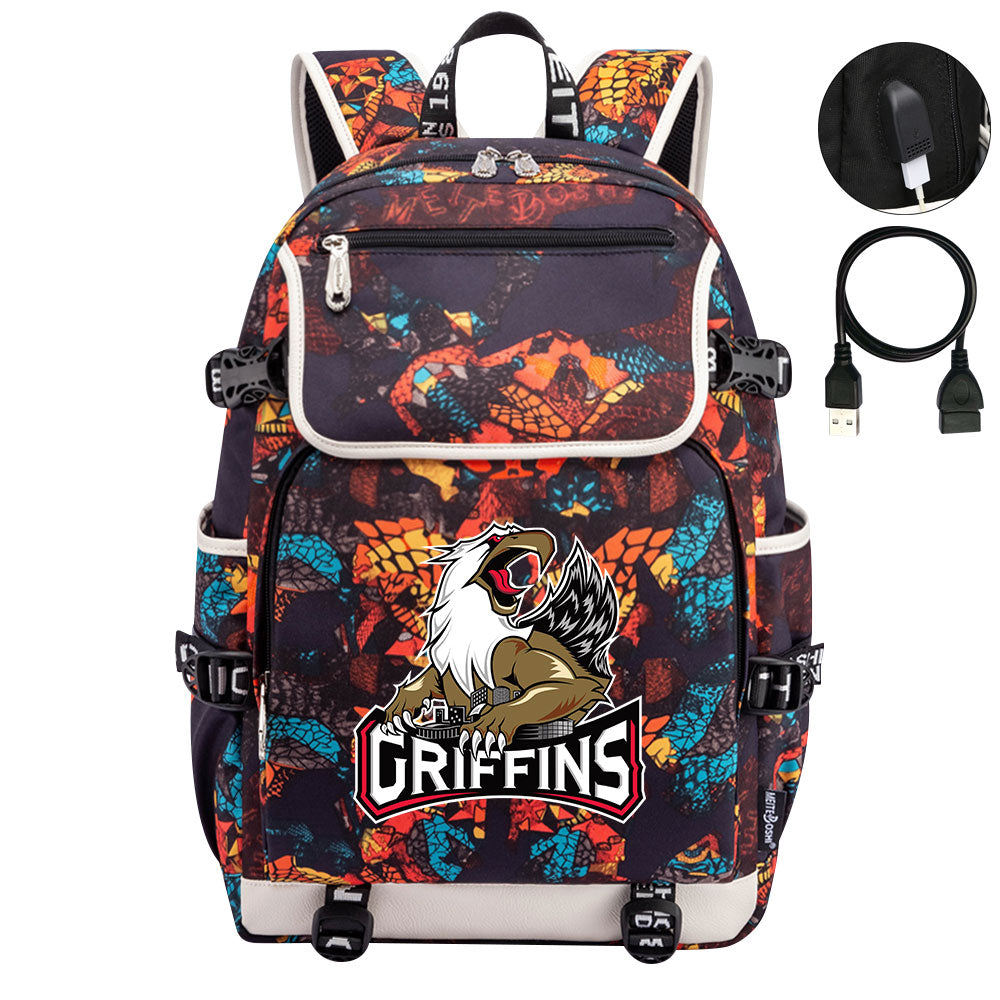 Grand Rapids Griffins Hockey League Backpack School Notebook Travel Bag