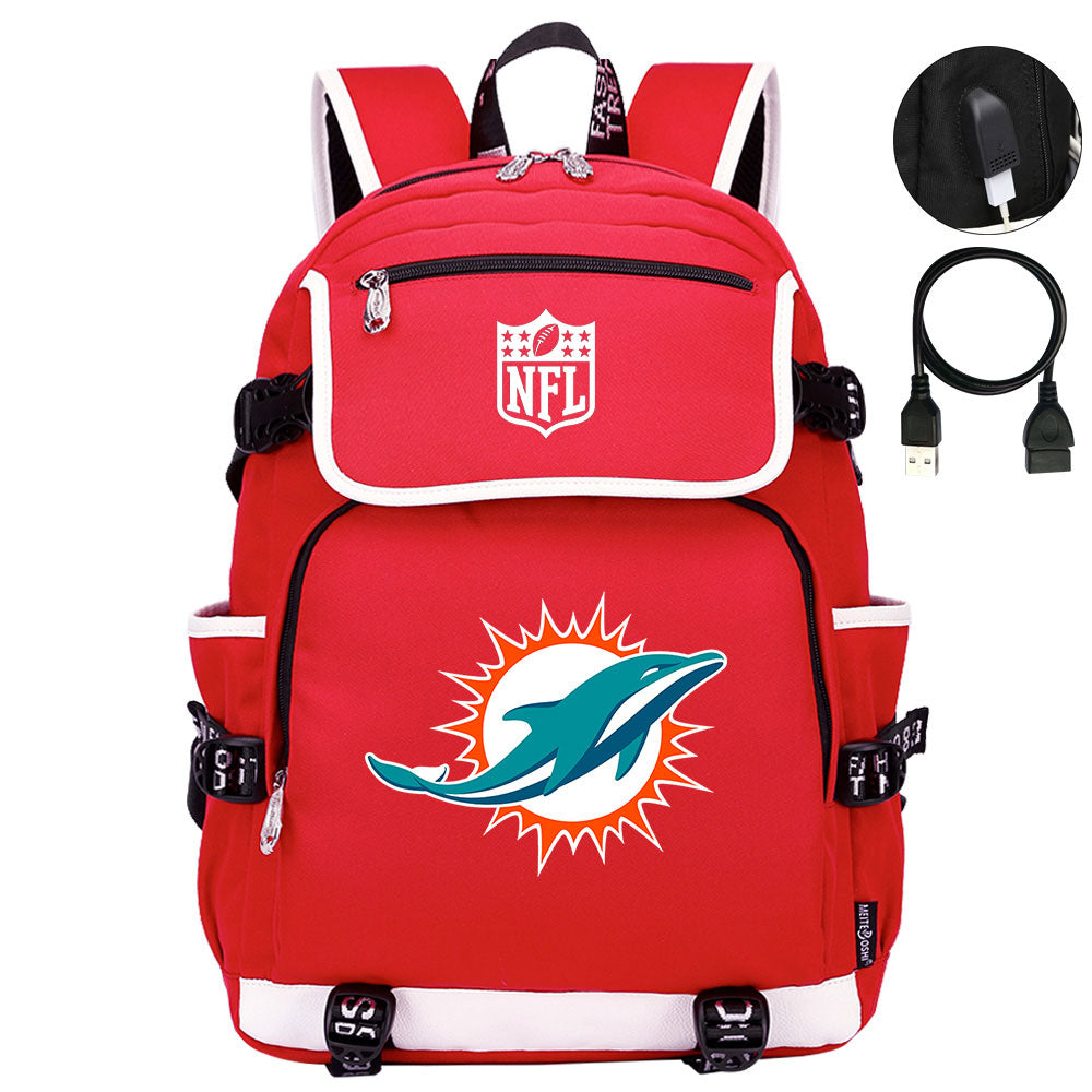 Miami Dolphins Football Rugby Backpack School Notebook Travel Bags