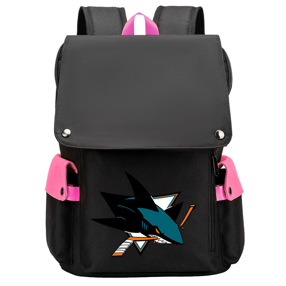 San Jose Sharks Hockey Team School Backpack Oxford Laptop Bag