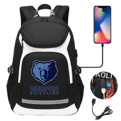 Memphis Grizzlies Backpack School Notebook Travel Bags With USB