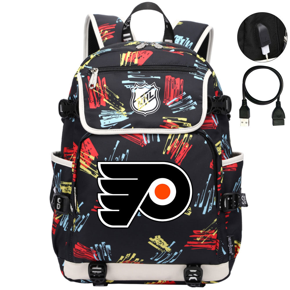 Philadelphia Flyers Hockey League Backpack School Notebook Travel Bag