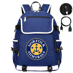 Norfolk Admirals Hockey League Backpack School Notebook Travel Bag