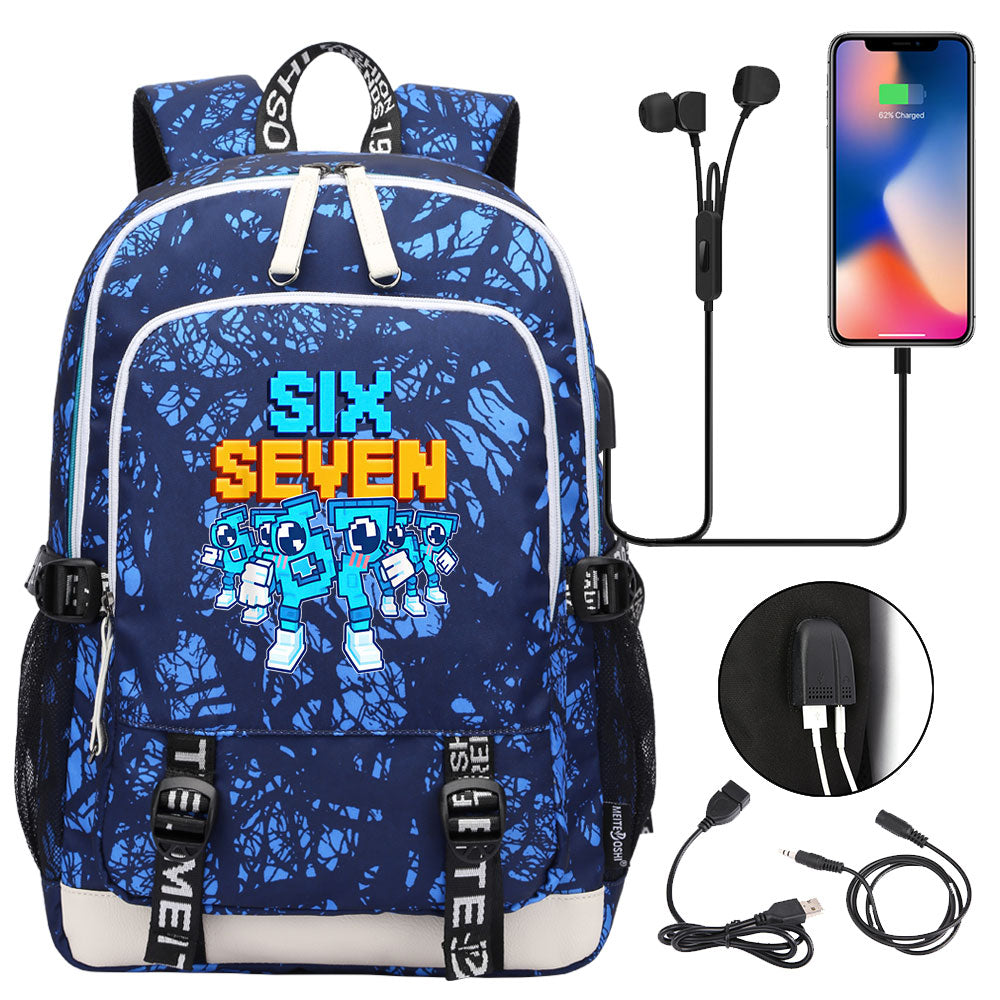 Steal a Brainrot 67 USB Charging Backpack School Note Book Laptop Travel Bags