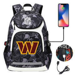 Washington Commanders Football Rugby Backpack School Notebook Travel Bags With USB