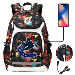 Vancouver Canucks Hockey League Backpack School Notebook Travel Bags With USB