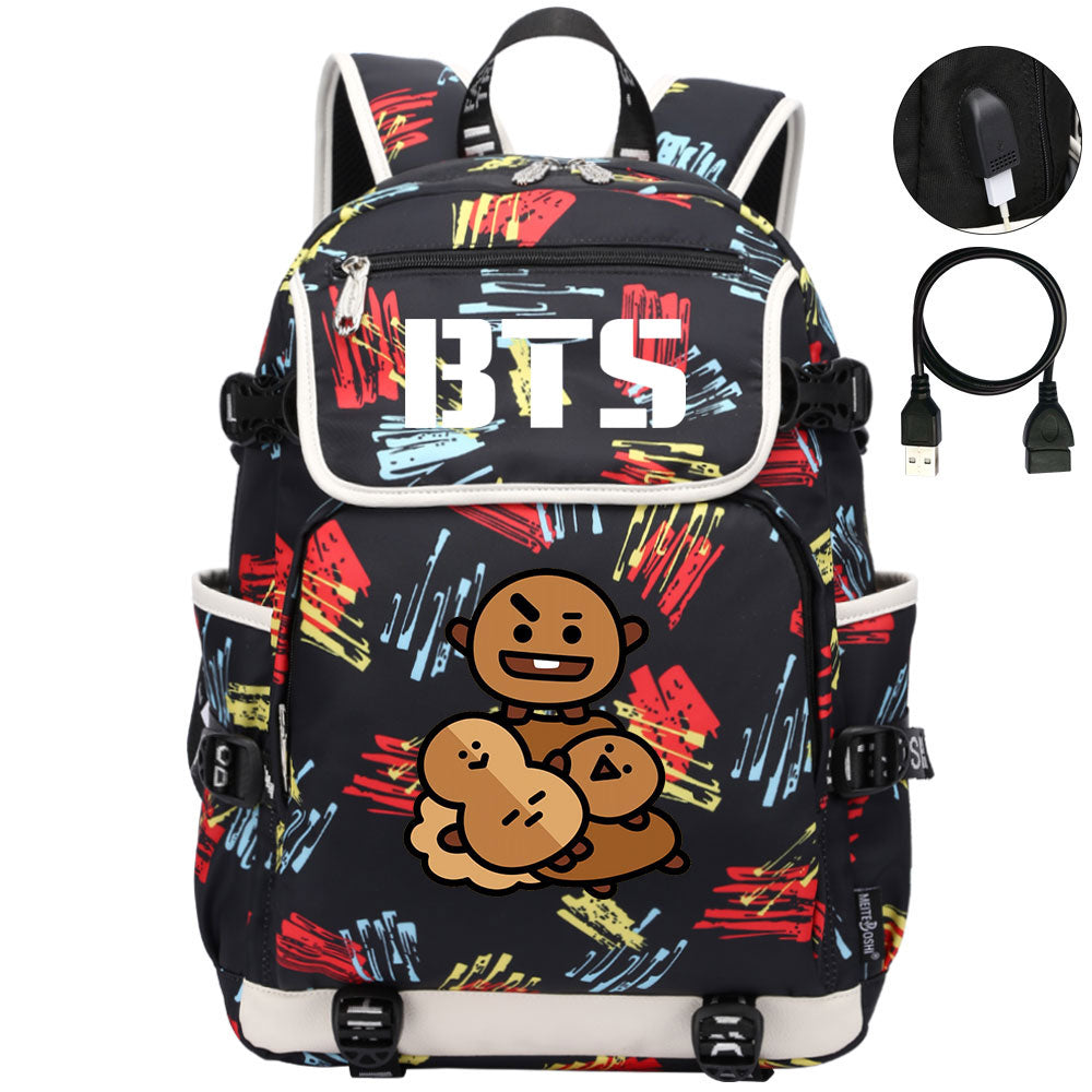 BTS Shooky Backpack School Notebook Travel Bags
