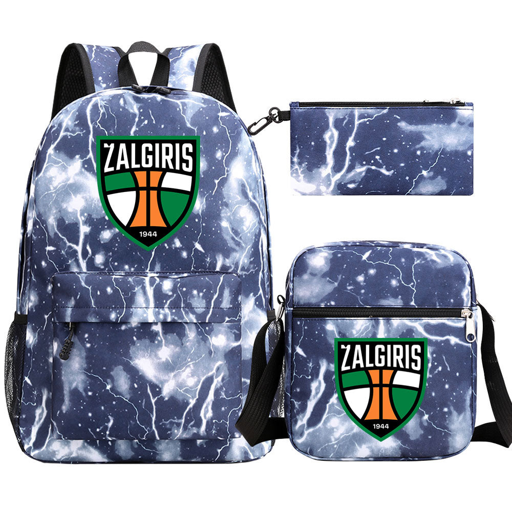 Zalgiris Basketball School Backpack Shoulder Bag Pencil Bags 3pcs Set
