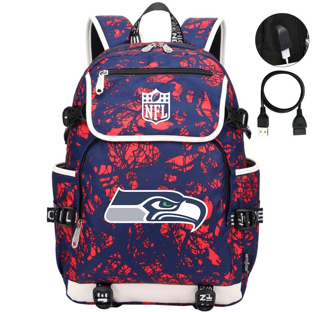 Seattle Seahawks Football Rugby Backpack School Notebook Travel Bags