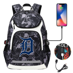Detroit Tigers Backpack School Notebook Travel Bags With USB
