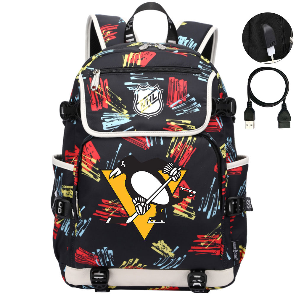 Pittsburgh Penguins Hockey League Backpack School Notebook Travel Bag