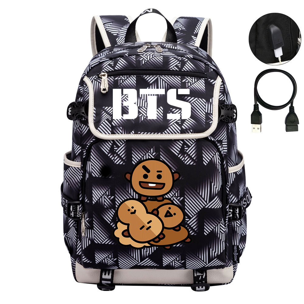 BTS Shooky Backpack School Notebook Travel Bags