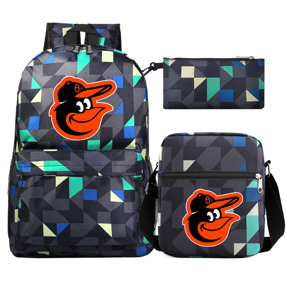 Baltimore Orioles Baseball School Backpack Shoulder Bag Pencil Bags 3pcs Set