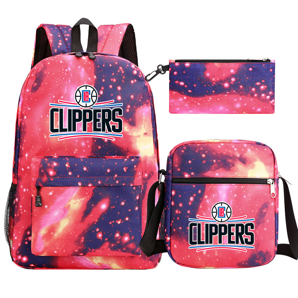 Los Angeles Clippers Basketball School Backpack Shoulder Bag Pencil Bags 3pcs Set