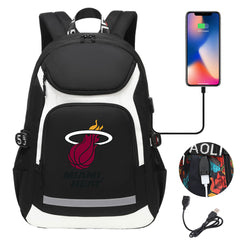 Miami Heat Backpack School Notebook Travel Bags With USB