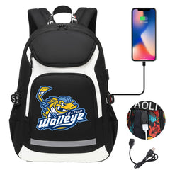 Toledo Walleye Backpack School Notebook Travel Bags With USB