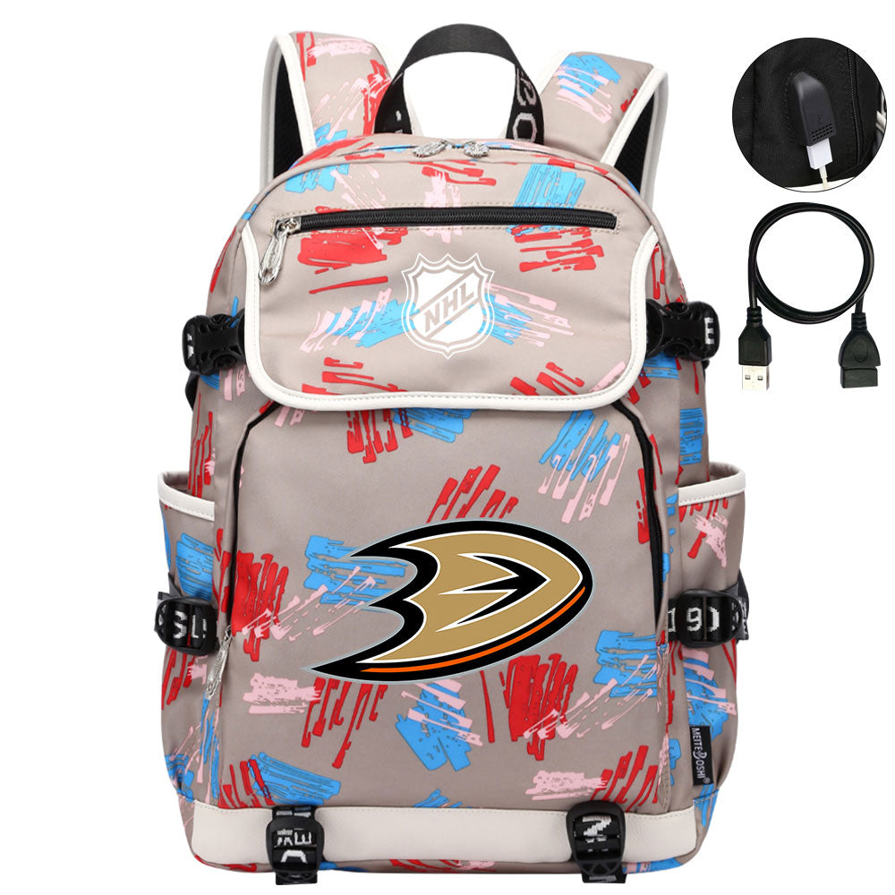 Anaheim Ducks Hockey Team Backpack School Notebook Travel Bags