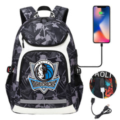 Dallas Mavericks Backpack School Notebook Travel Bags With USB