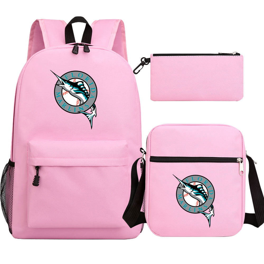 Florida Marlins Baseball School Backpack Shoulder Bag Pencil Bags 3pcs Set