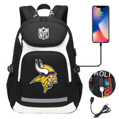 Minnesota Vikings Football Rugby Backpack School Notebook Travel Bags With USB