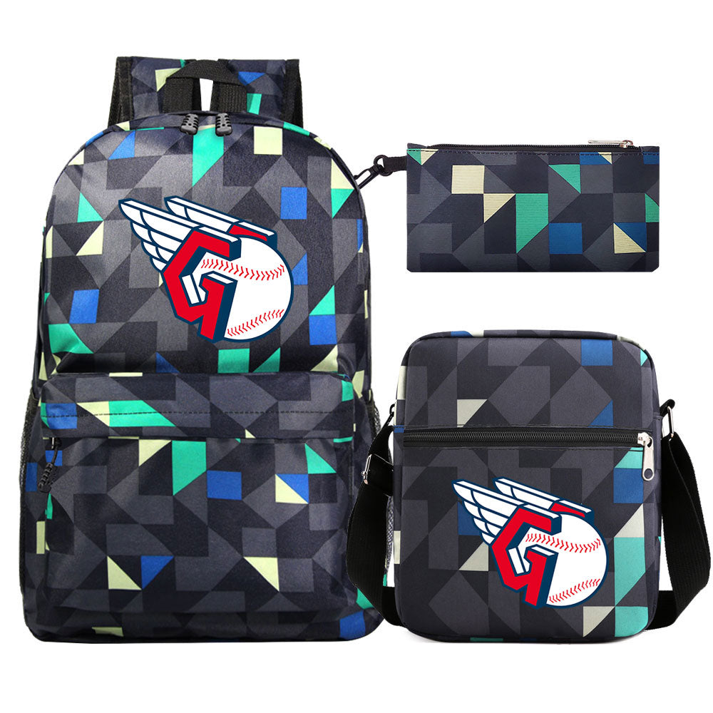 Cleveland Guardians Baseball School Backpack Shoulder Bag Pencil Bags 3pcs Set