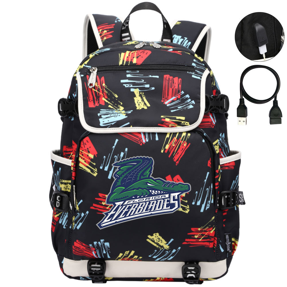 Florida Everblades Hockey League Backpack School Notebook Travel Bag