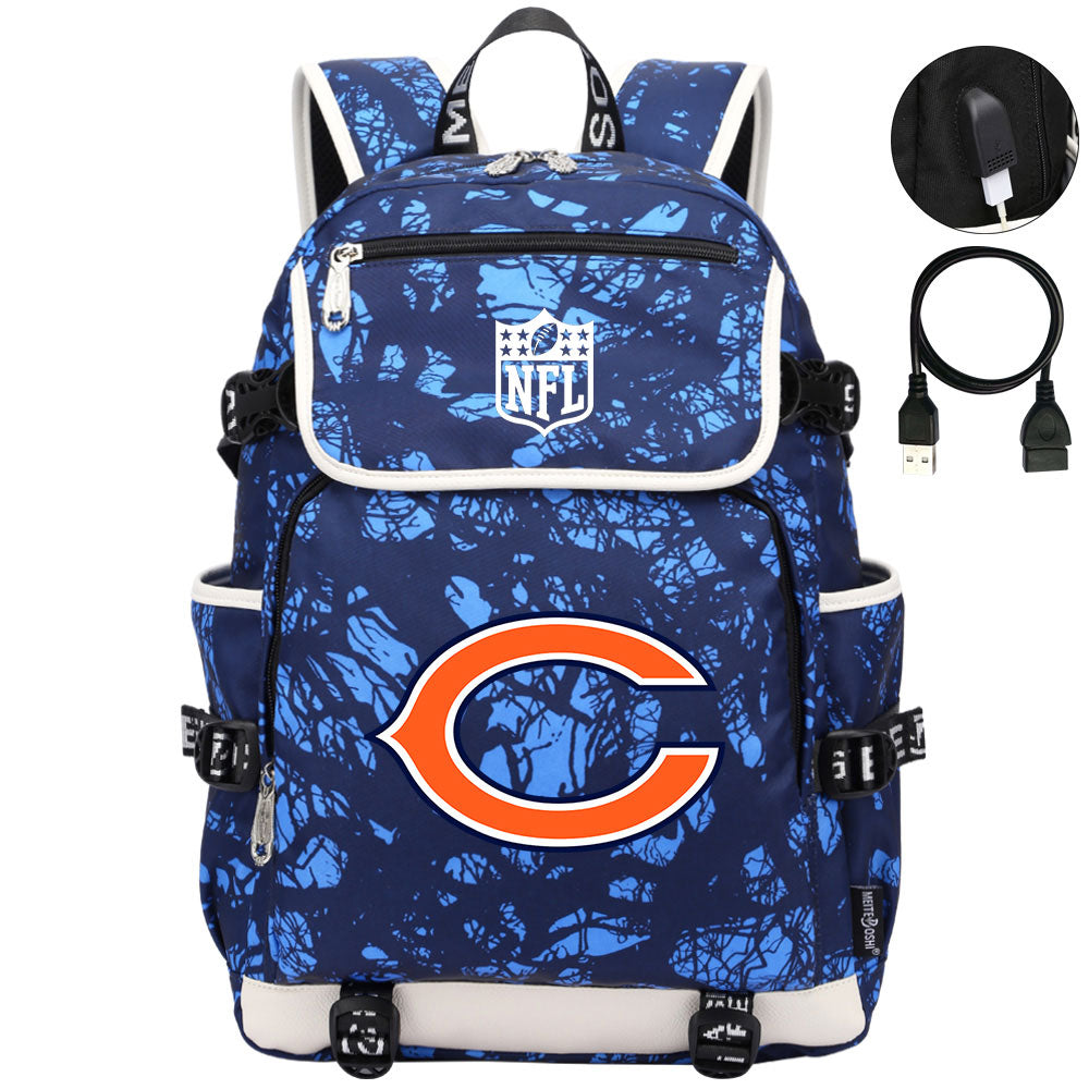 Chicago Bears Football Team Rugby Backpack School Notebook Travel Bag