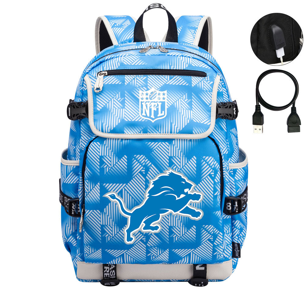 Detroit Lions Football Team Rugby Backpack School Notebook Travel Bag