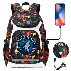 Minnesota Timberwolves Backpack School Notebook Travel Bags With USB