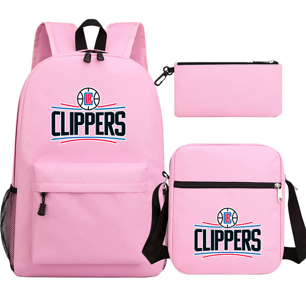 Los Angeles Clippers Basketball School Backpack Shoulder Bag Pencil Bags 3pcs Set