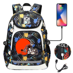 Cleveland Browns Football Rugby Backpack School Notebook Travel Bags With USB
