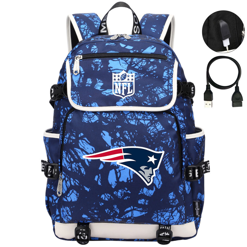 New England Patriots Football Rugby Backpack School Notebook Travel Bags