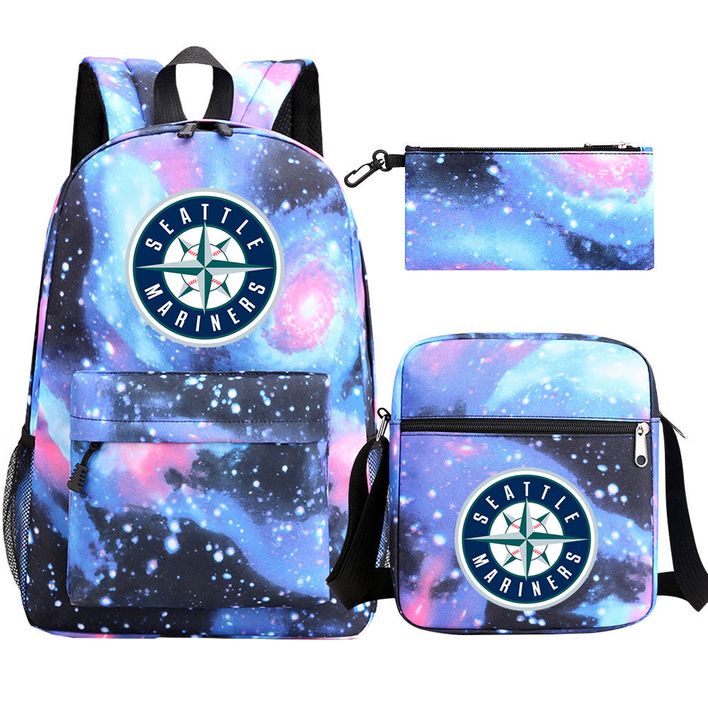 Seattle Mariners Baseball School Backpack Shoulder Bag Pencil Bags 3pcs Set